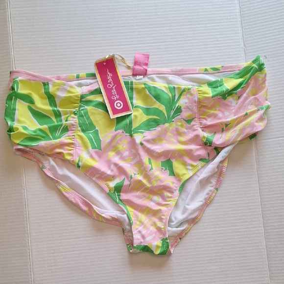 Lilly Pulitzer sz 26 26 w bottom bikini pink green palm - Picture 1 of 3